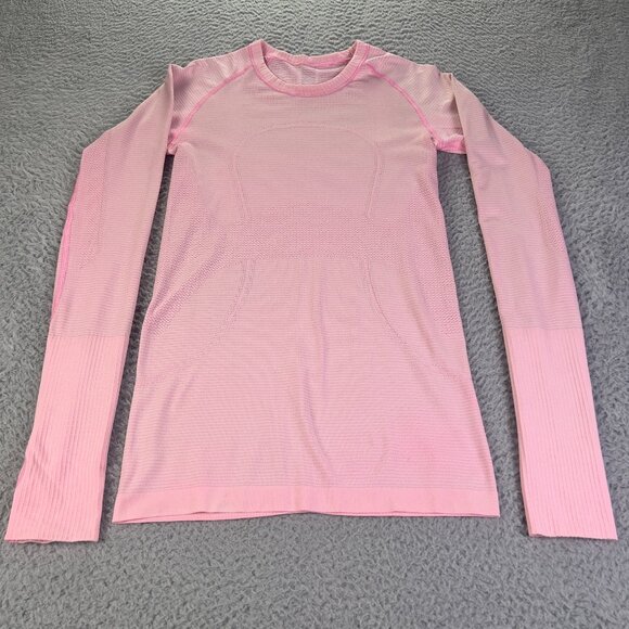 Lululemon Swiftly Tech Tee Shirt Womens 4 Pink Long Sleeve Athletic Gym Running - Picture 1 of 9